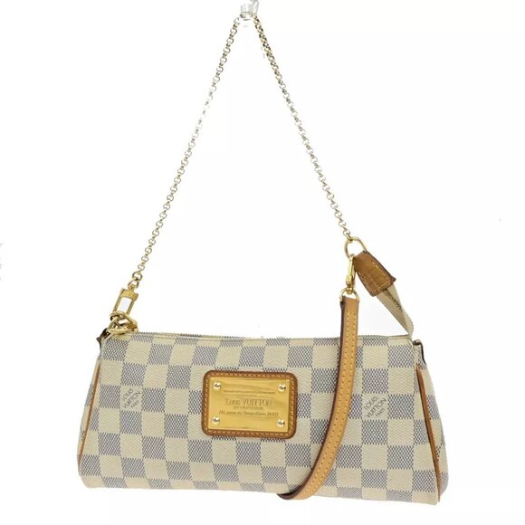 LOUIS VUITTON Eva Chain Shoulder Bag Damier Azur Leather White N55214 21ED597 - Picture 1 of 16